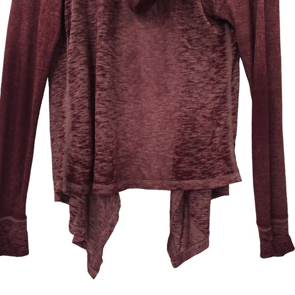 American Eagle Open Front Hooded Cardigan Womens Size S Lightweight Burgundy - Picture 14 of 16